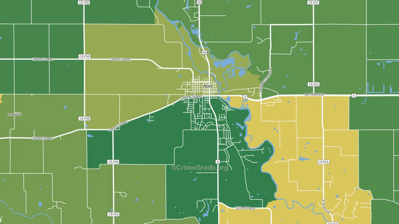 Adel, IA Map of Murder Rates