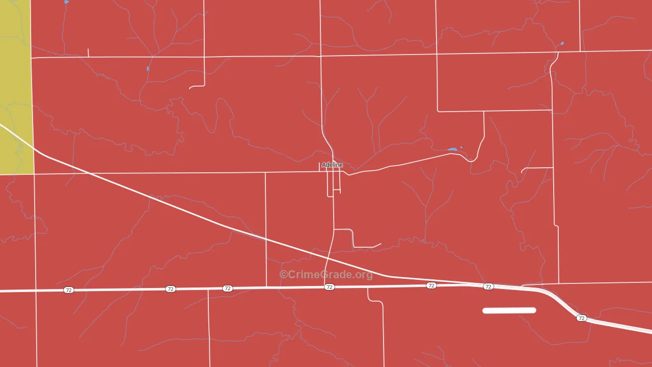 Adeline, IL Map of Murder Rates