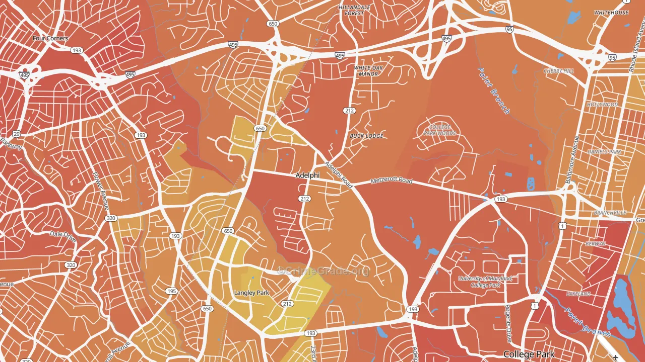 Adelphi, MD Map of Murder Rates