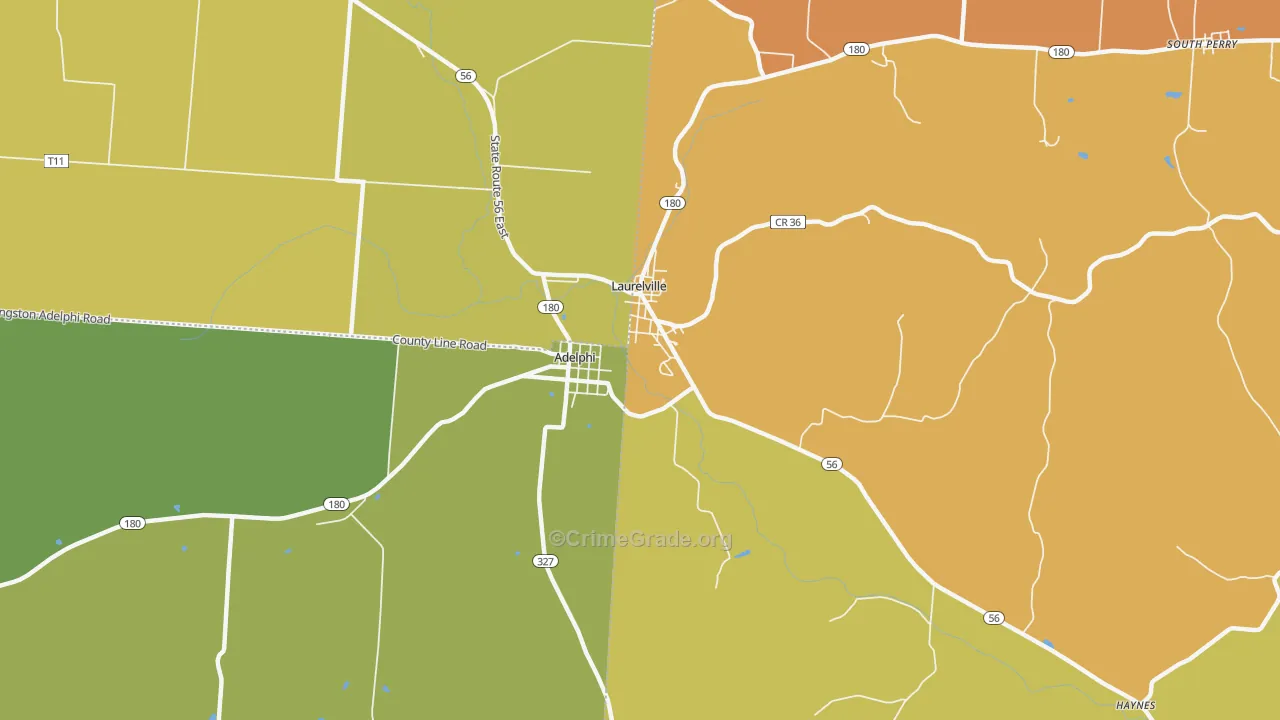 Adelphi, OH Map of Murder Rates