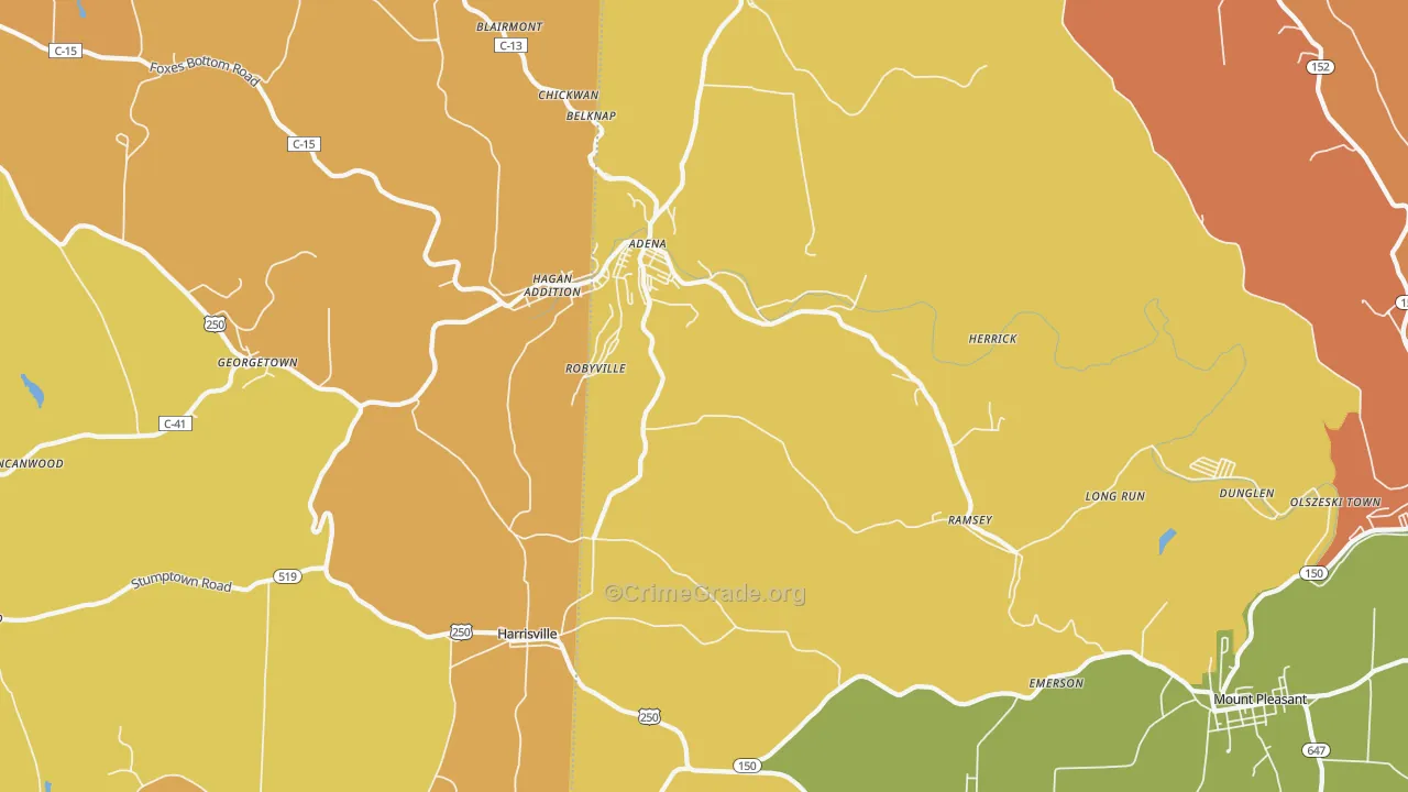 Adena, OH Map of Murder Rates