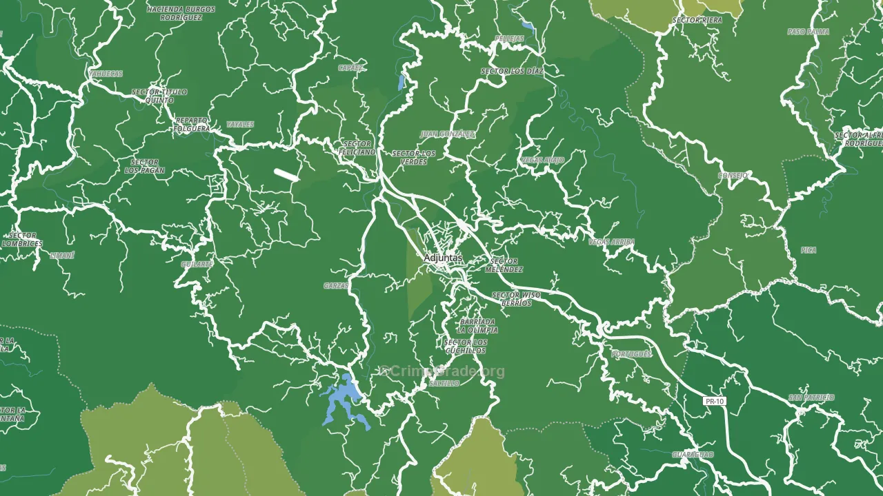 Adjuntas, PR Map of Murder Rates
