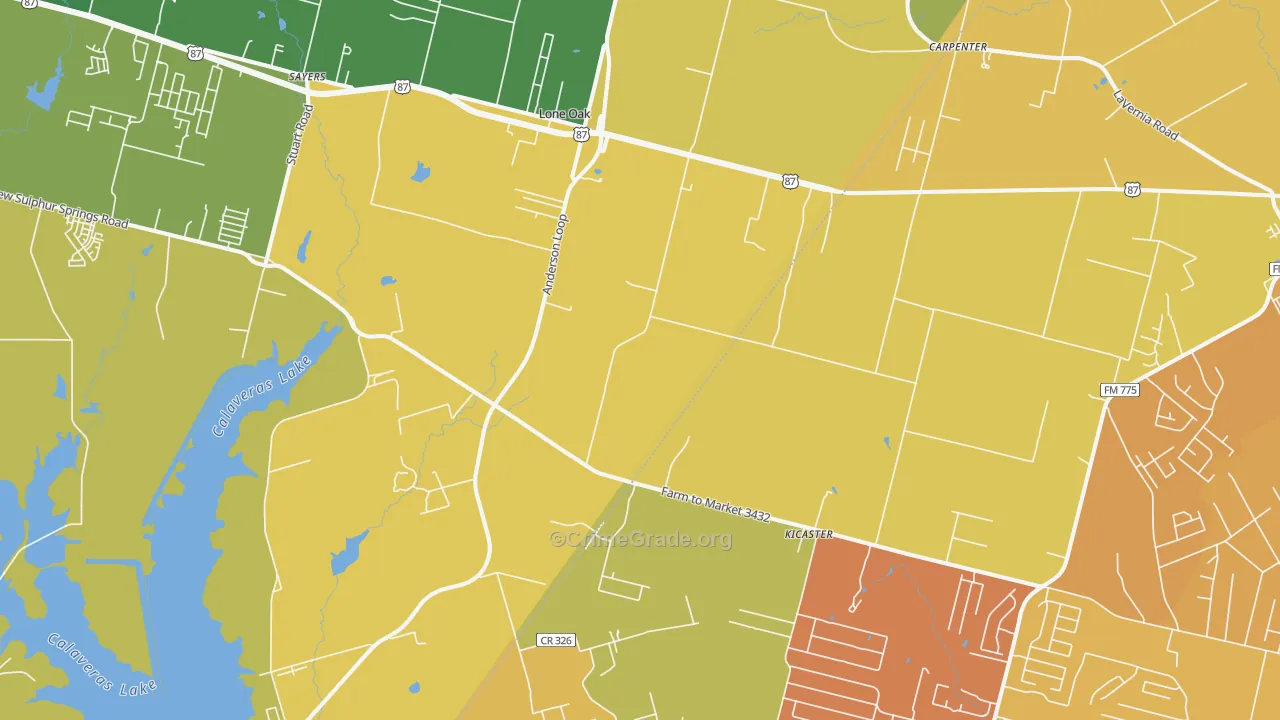Adkins, TX Map of Murder Rates