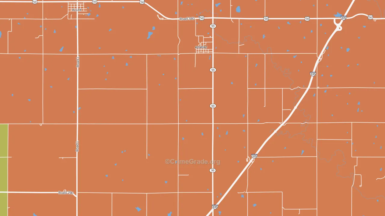 Admire, KS Map of Murder Rates