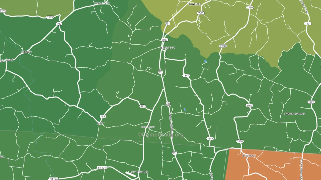 Adolphus, KY Map of Murder Rates