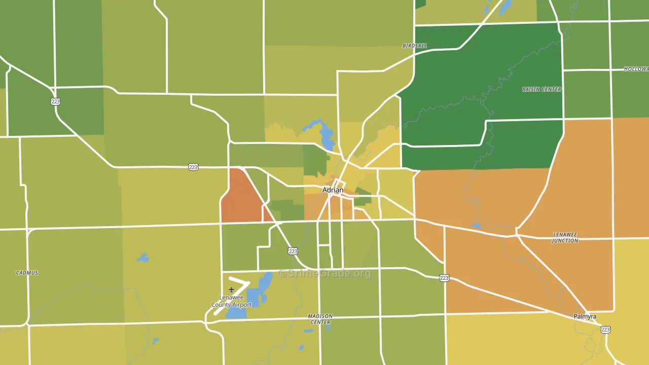 Adrian, MI Map of Murder Rates