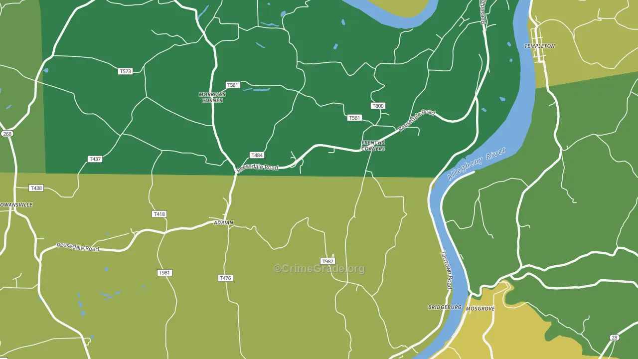 Adrian, PA Map of Murder Rates