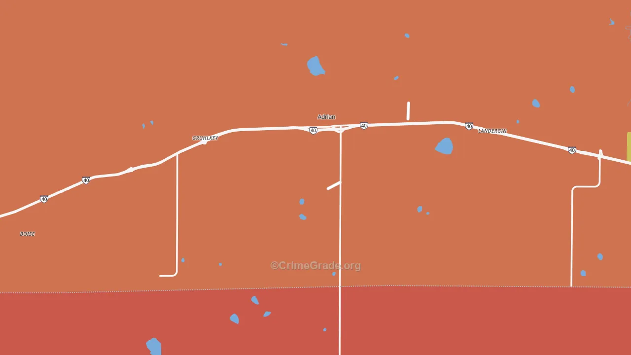 Adrian, TX Map of Murder Rates