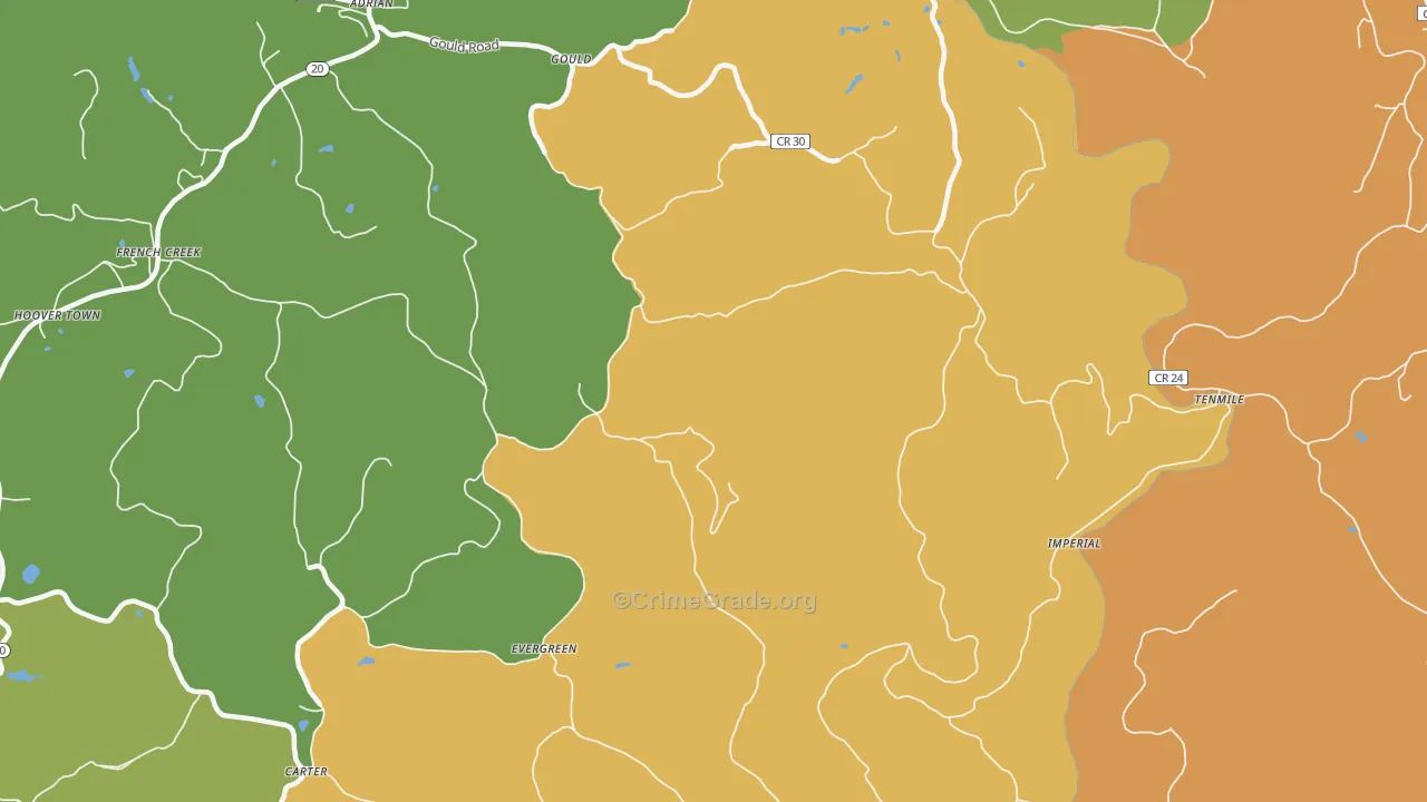 Adrian, WV Map of Murder Rates
