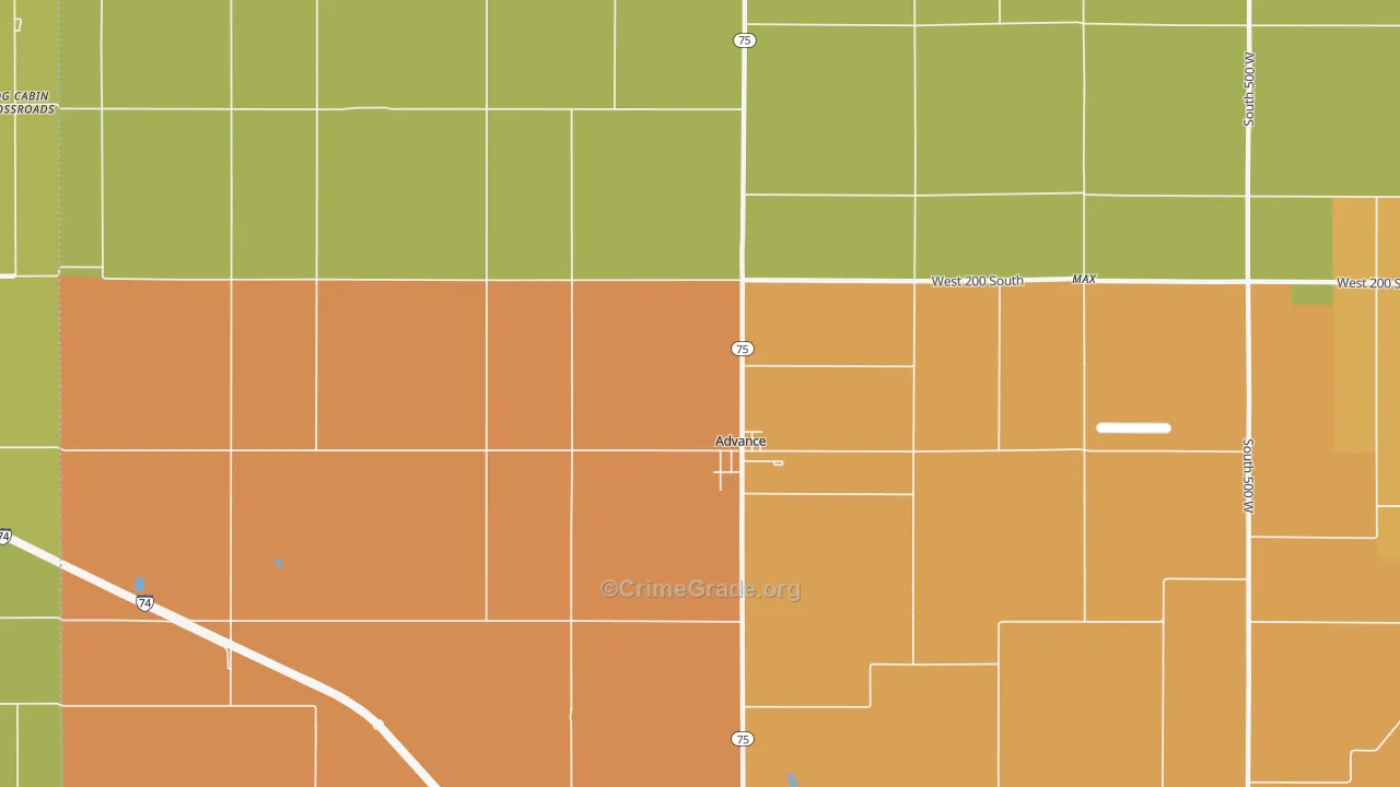 Advance, IN Map of Murder Rates