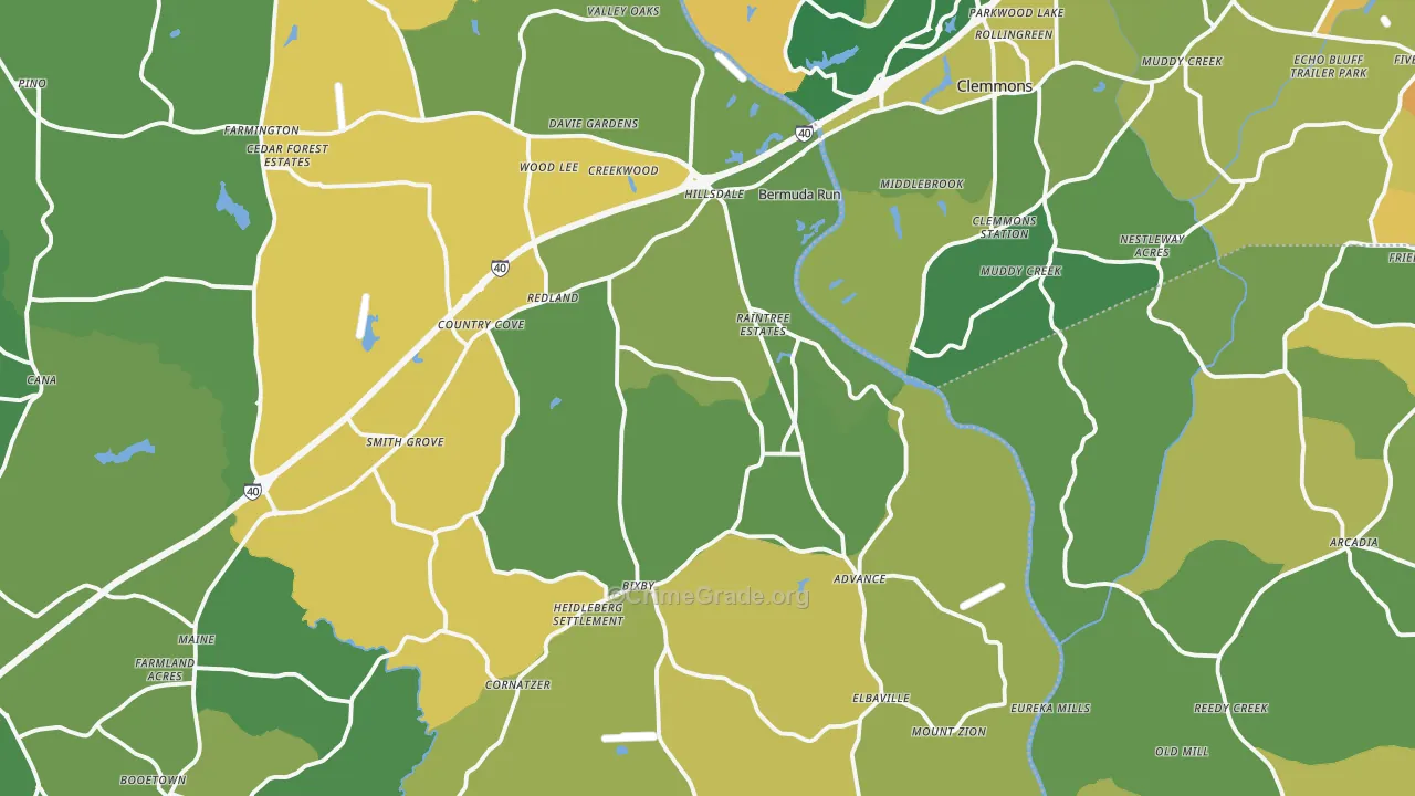 Advance, NC Map of Murder Rates