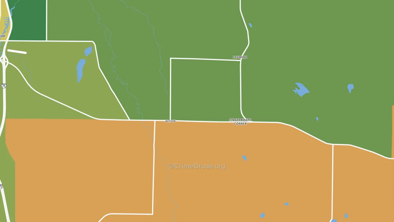 Afton, MI Map of Murder Rates