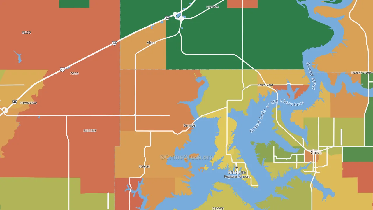 Afton, OK Map of Murder Rates