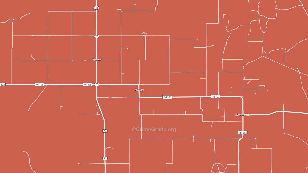 Afton, TX Map of Murder Rates
