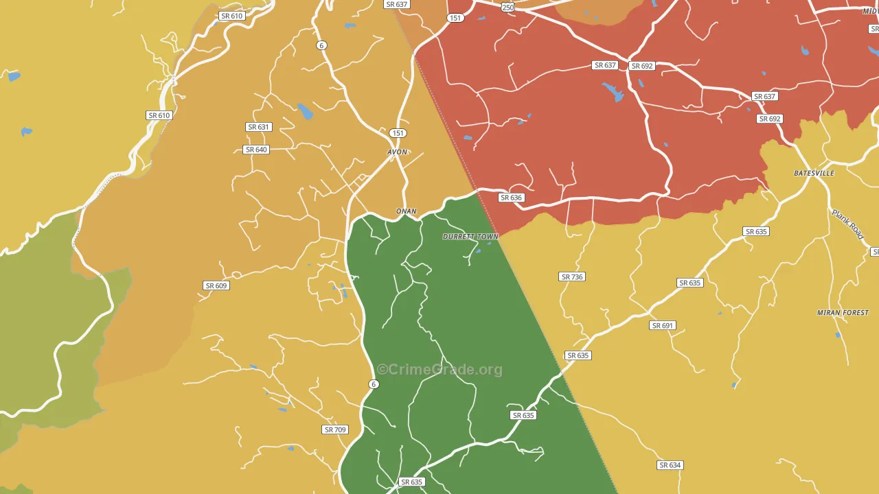 Afton, VA Map of Murder Rates