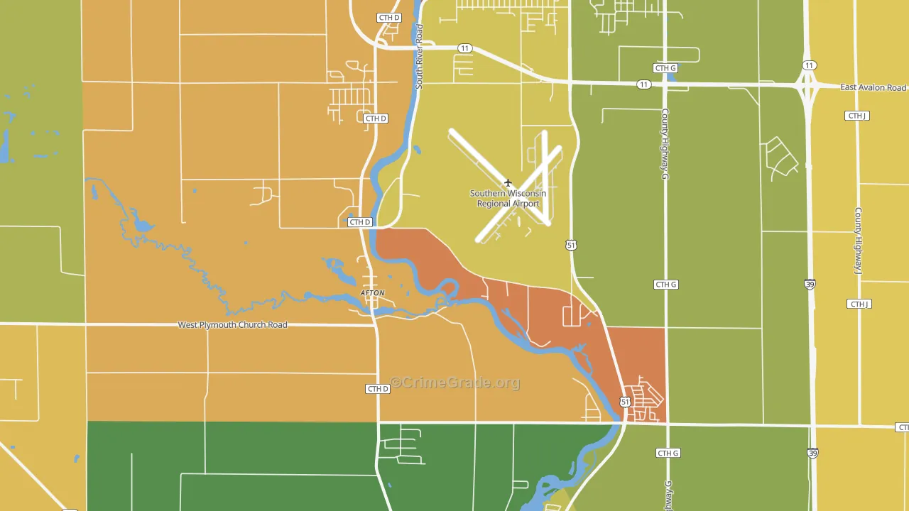 Afton, WI Map of Murder Rates