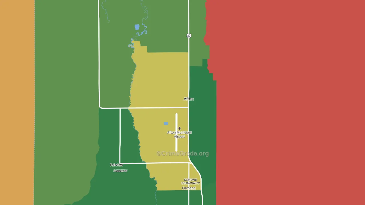 Afton, WY Map of Murder Rates