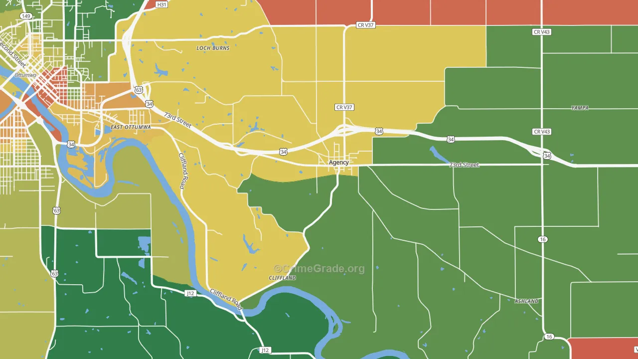 Agency, IA Map of Murder Rates