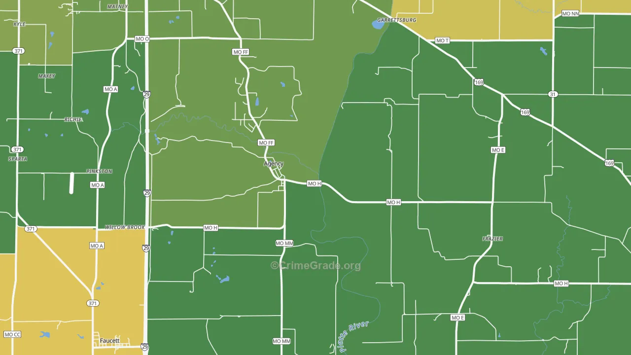 Agency, MO Map of Murder Rates