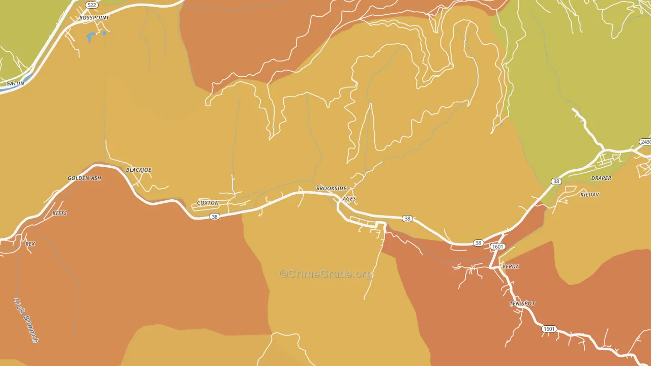 Ages-Brookside, KY Map of Murder Rates