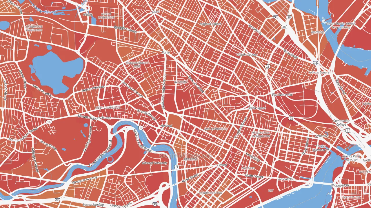 Aggasiz-Harvard, Cambridge, MA Map of Murder Rates
