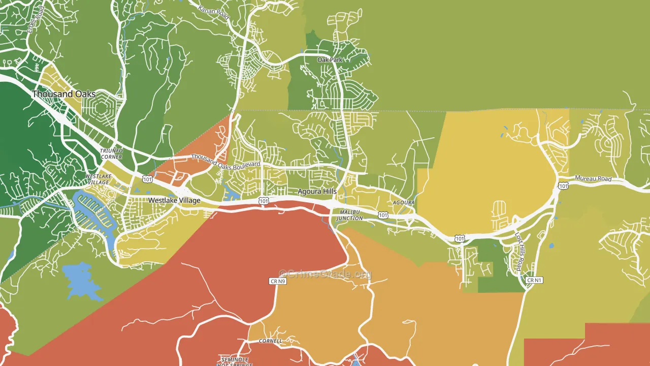 Agoura Hills, CA Map of Murder Rates
