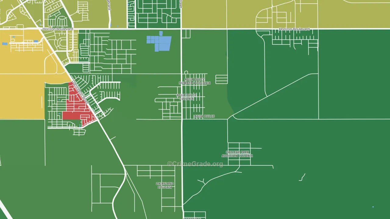 Agua Dulce, El Paso, TX Map of Murder Rates