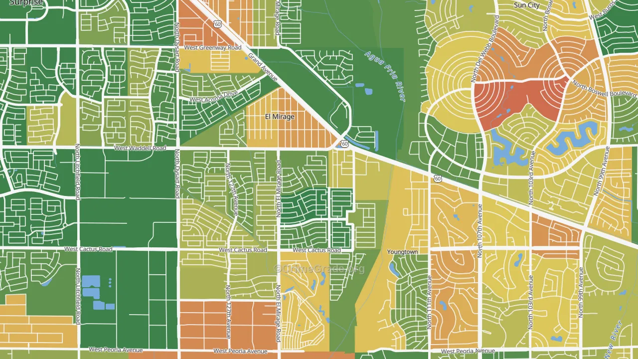 Agua Fria, El Mirage, AZ Map of Murder Rates