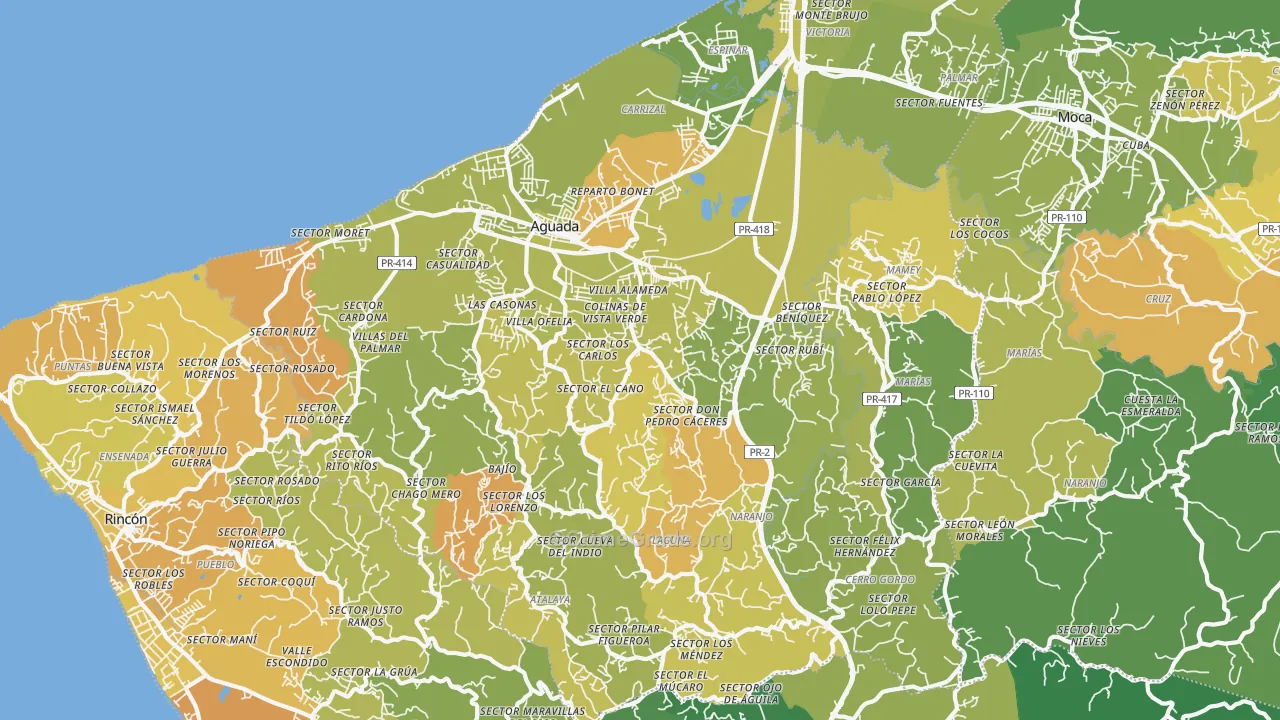 Aguada Municipio, PR Map of Murder Rates