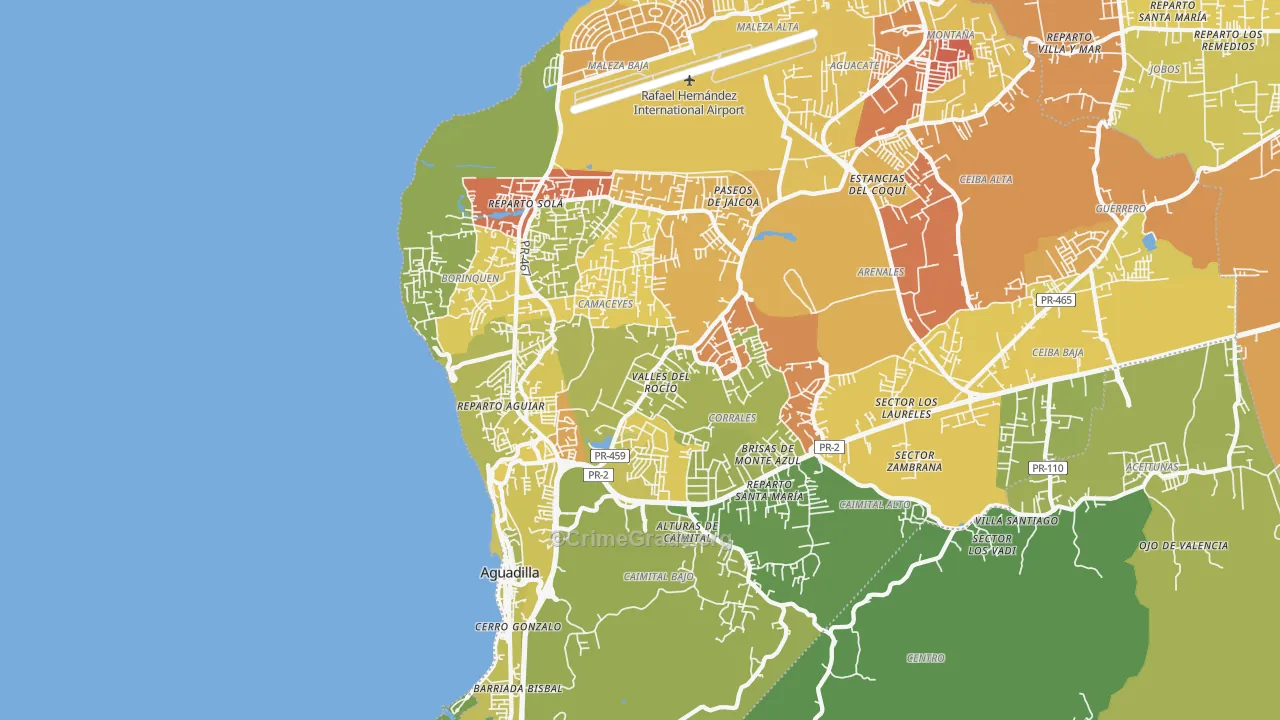 Aguadilla, PR Map of Murder Rates