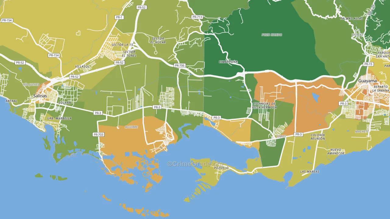 Aguirre, PR Map of Murder Rates