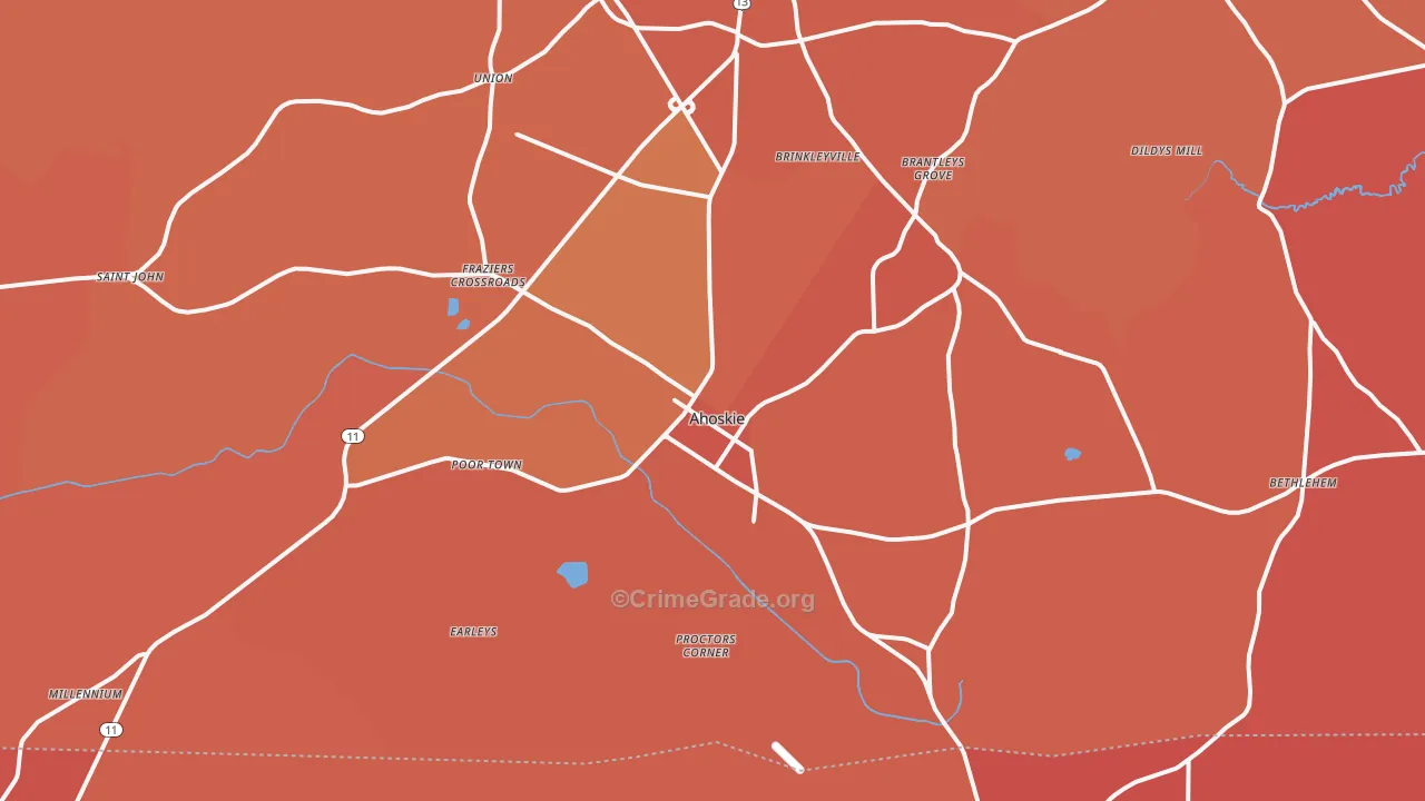Ahoskie, NC Map of Murder Rates