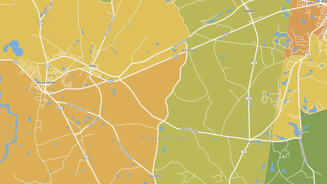 Ailey, GA Map of Murder Rates