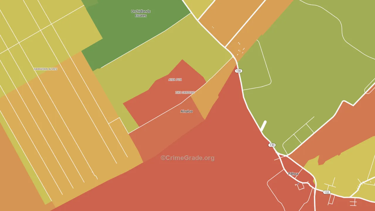 Ainaloa, HI Map of Murder Rates