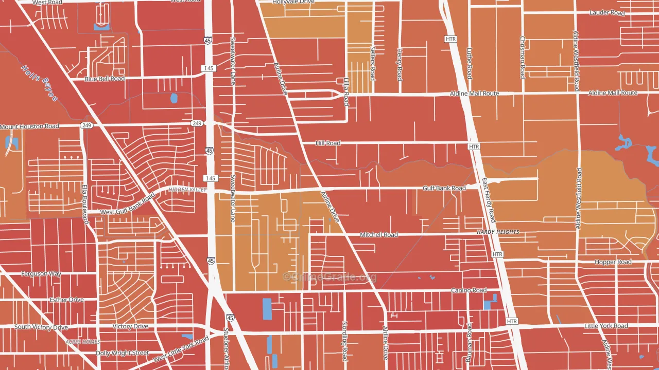 Airline, Houston, TX Map of Murder Rates