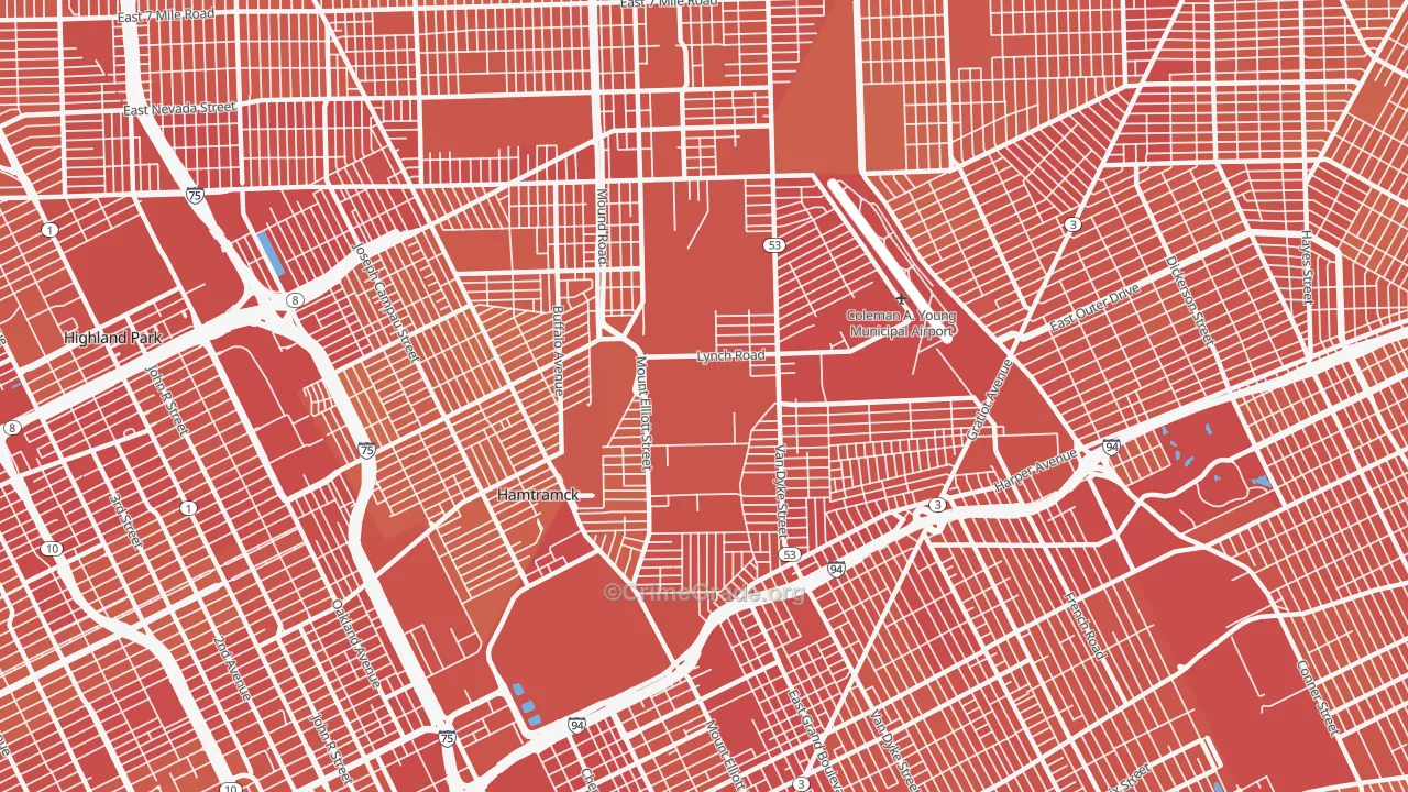 Airport, Detroit, MI Map of Murder Rates