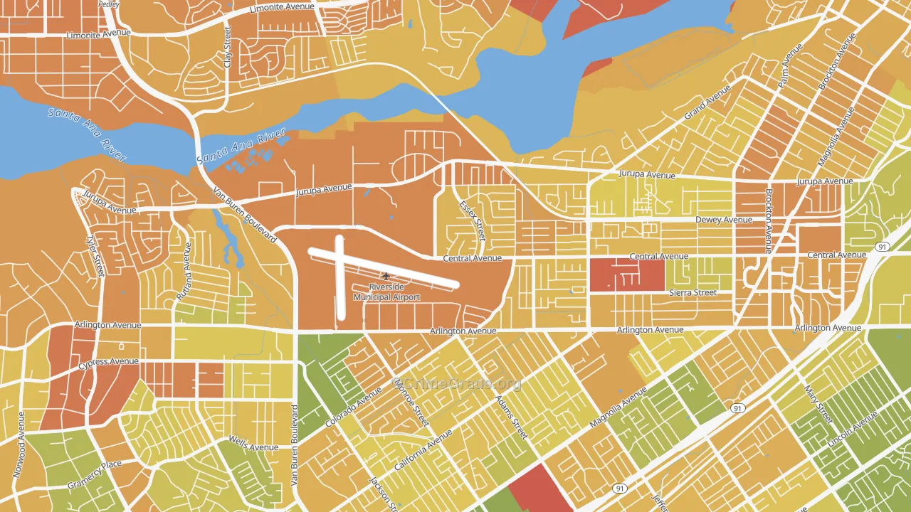 Airport, Riverside, CA Map of Murder Rates