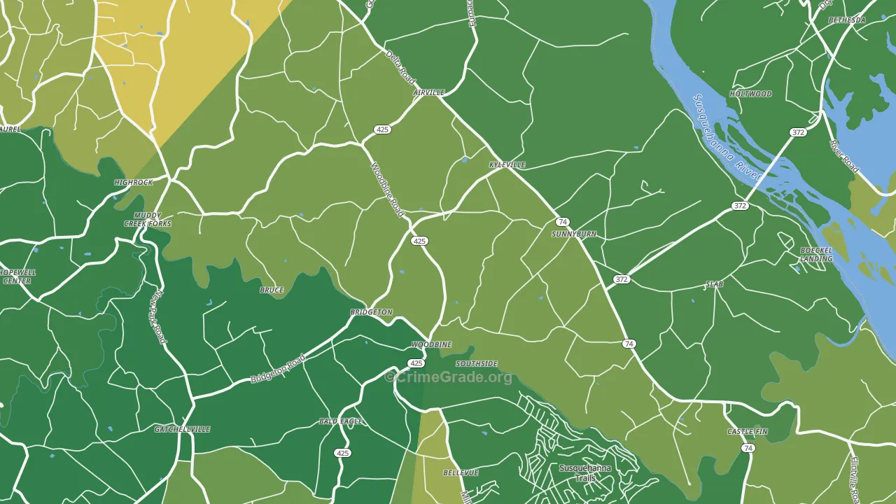 Airville, PA Map of Murder Rates