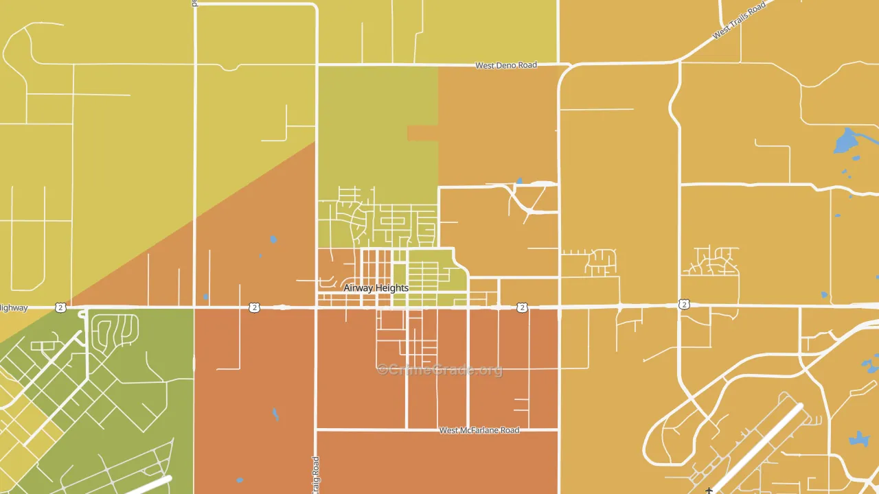 Airway Heights, WA Map of Murder Rates