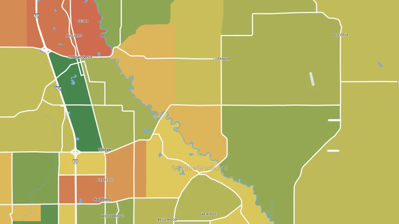 Akers, LA Map of Murder Rates