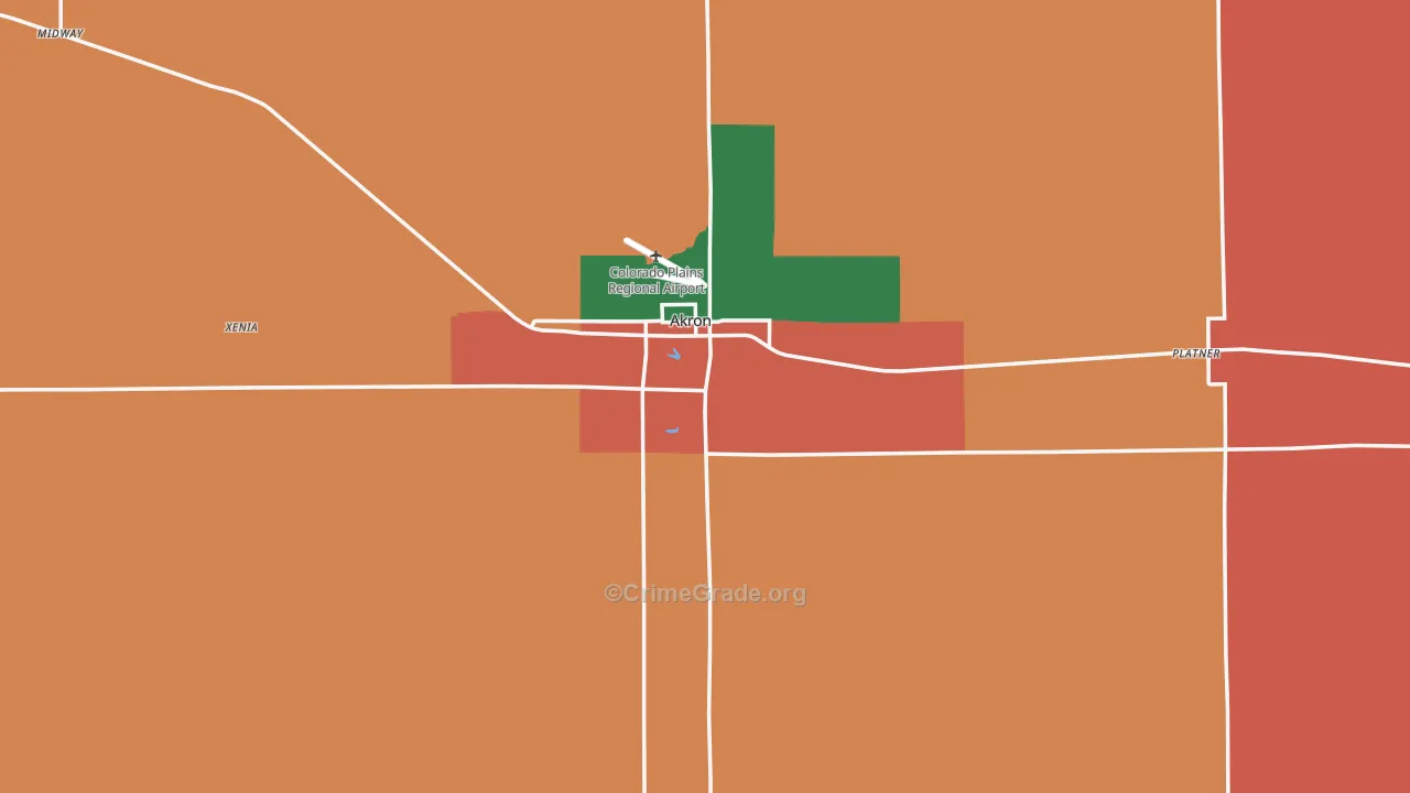 Akron, CO Map of Murder Rates