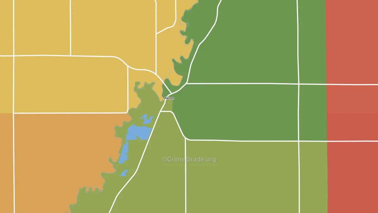Akron, IA Map of Murder Rates