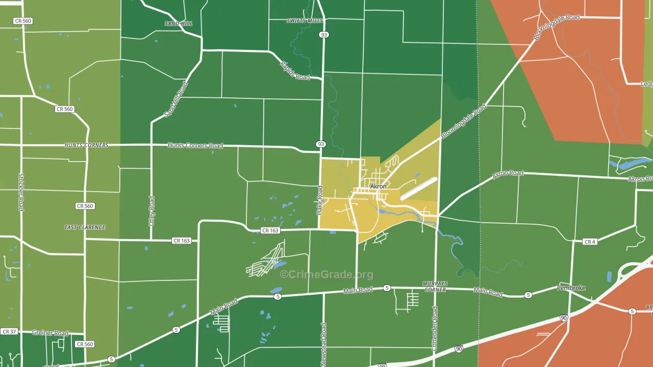 Akron, NY Map of Murder Rates