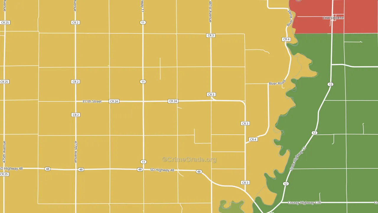 Akron, SD Map of Murder Rates