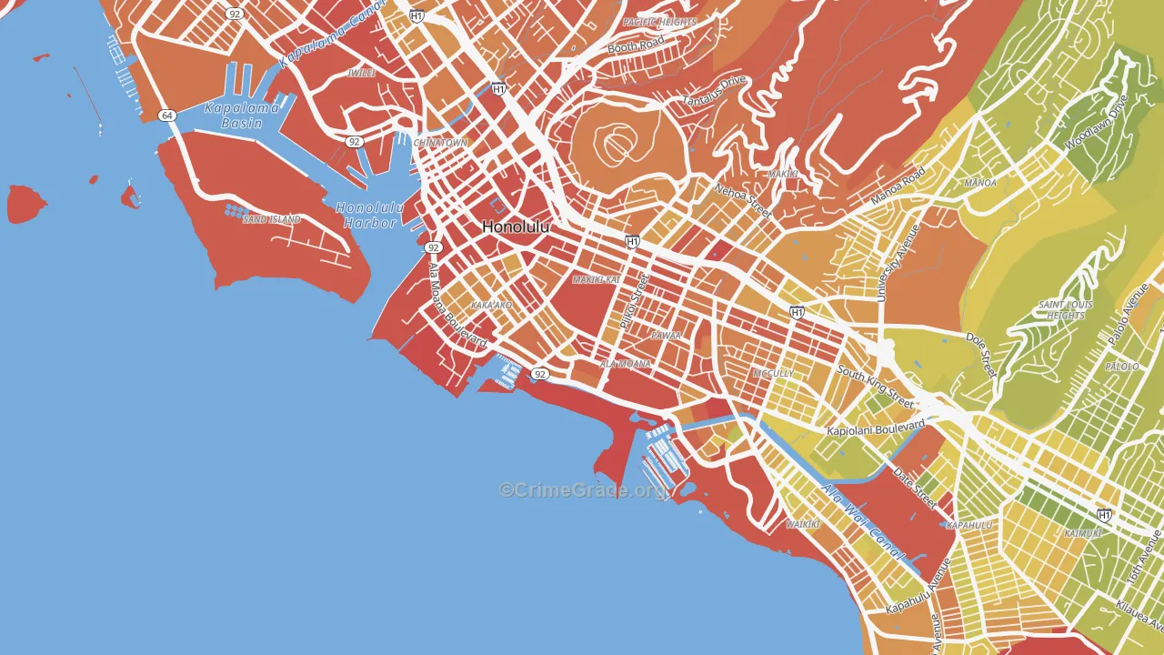 Ala Moana-Kakaako, Honolulu, HI Map of Murder Rates