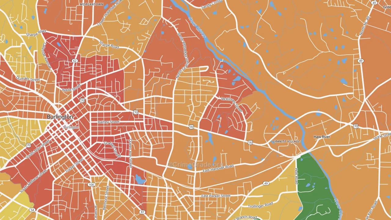 Alamance Hills, Burlington, NC Map of Murder Rates