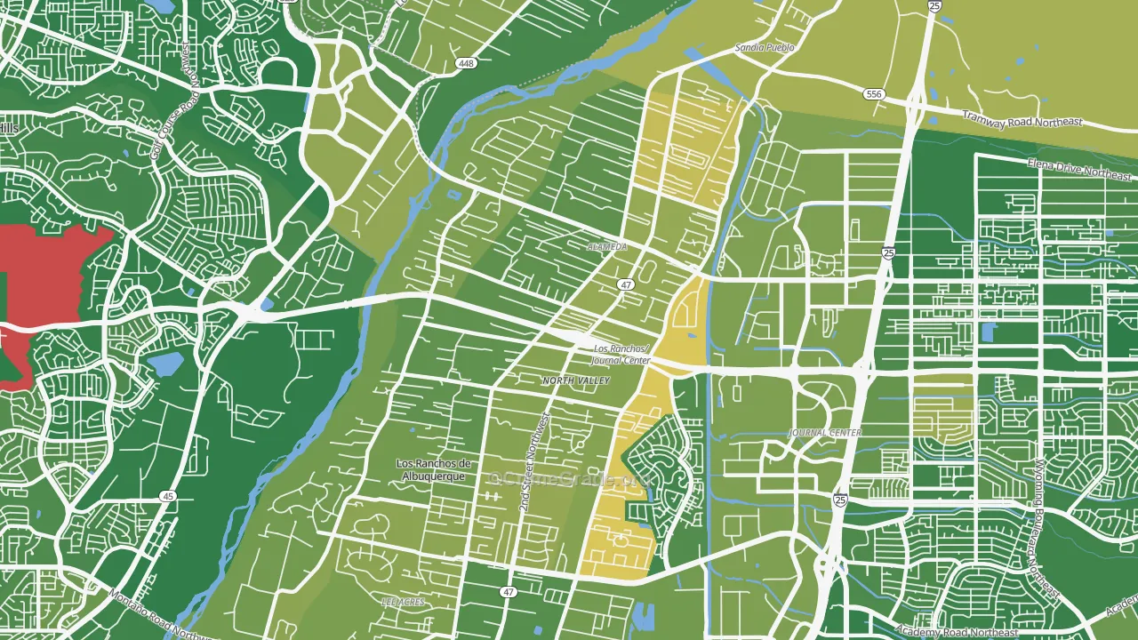 Alamedan Valley, North Valley, NM Map of Murder Rates