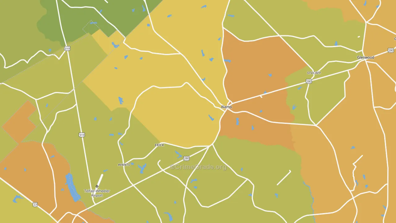 Alamo, GA Map of Murder Rates