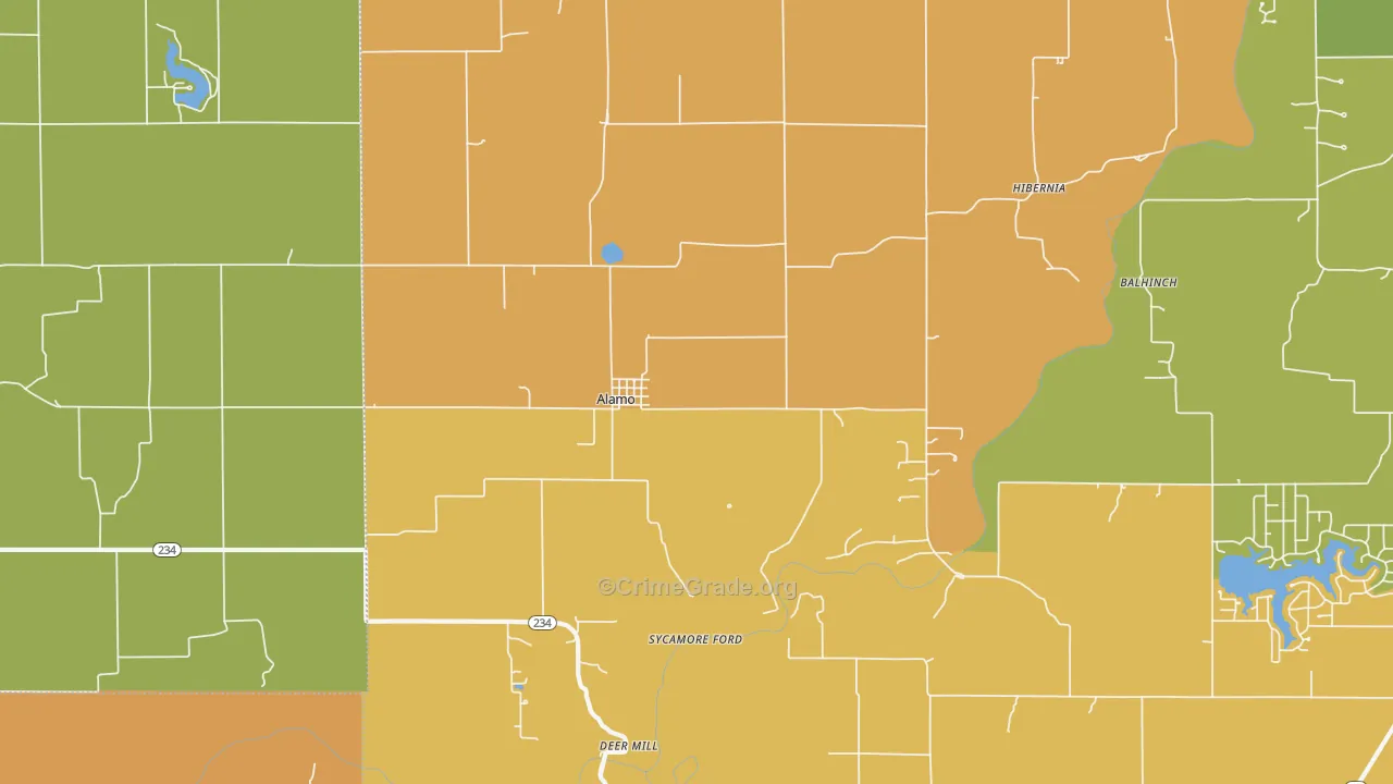 Alamo, IN Map of Murder Rates