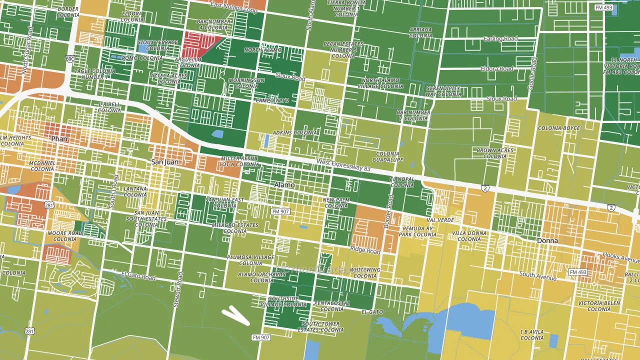 Alamo, TX Map of Murder Rates